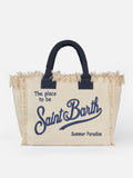 Borsa a spalla Vanity in canvas di cotone off-white
