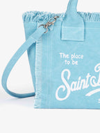 Borsa Mini Vanity in canvas di cotone azzurro