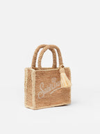 Borsa Mini Vanity Rafia beige con ricamo Saint Barth