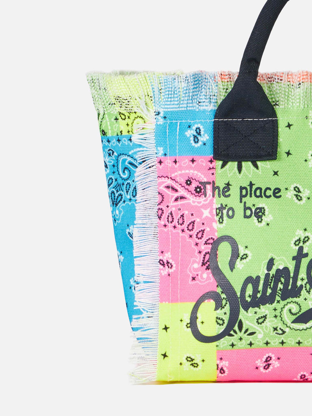 Borsa Colette in canvas stampa bandana fluo multicolore