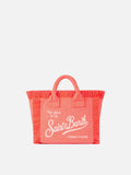 Borsa Vanity Mini Sponge in tessuto effetto spugna rosa fluo