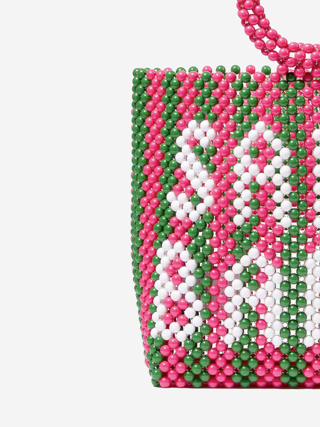 Borsa Beaded Big Bag con perline a righe rosa e verdi