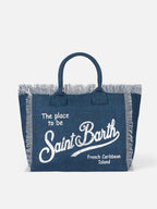 Borsa a spalla Vanity in canvas di cotone indaco